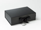 A4 Deep Black Luxury Gift box with magnetic closure, and choice of ribbon (Pack of 12)